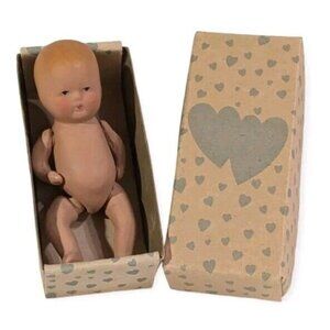Kerr & Hinz Bisque Baby Doll Jointed Original Box K & H Nude Miniature USA Vtg